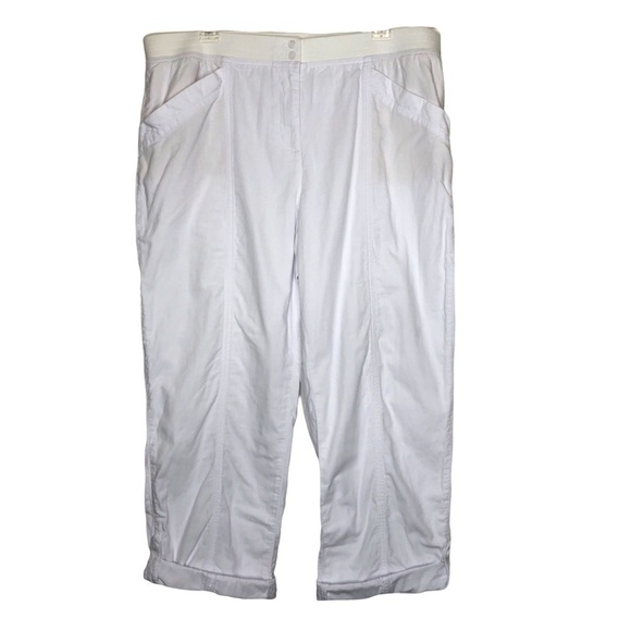 TALBOTS - White 100% Cotton Lightweight Roll-Up Cuff Pants w/Pockets - Size 16 - Picture 1 of 5